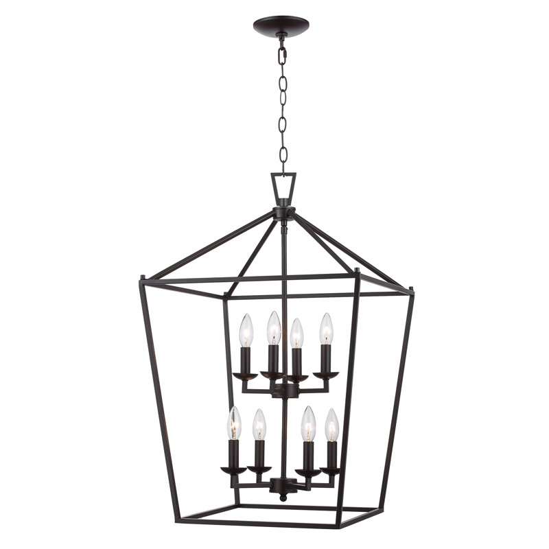 Lustre géométrique 8 lumières Hertford , H 29,5 po x l 19 po x P 19 po, Bronze huilé