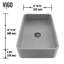Lavabo de salle de bain vasque rectangulaire en béton avec robinet H 11 po L 20 po x l 13 po x H 5 po BrightonCordoba