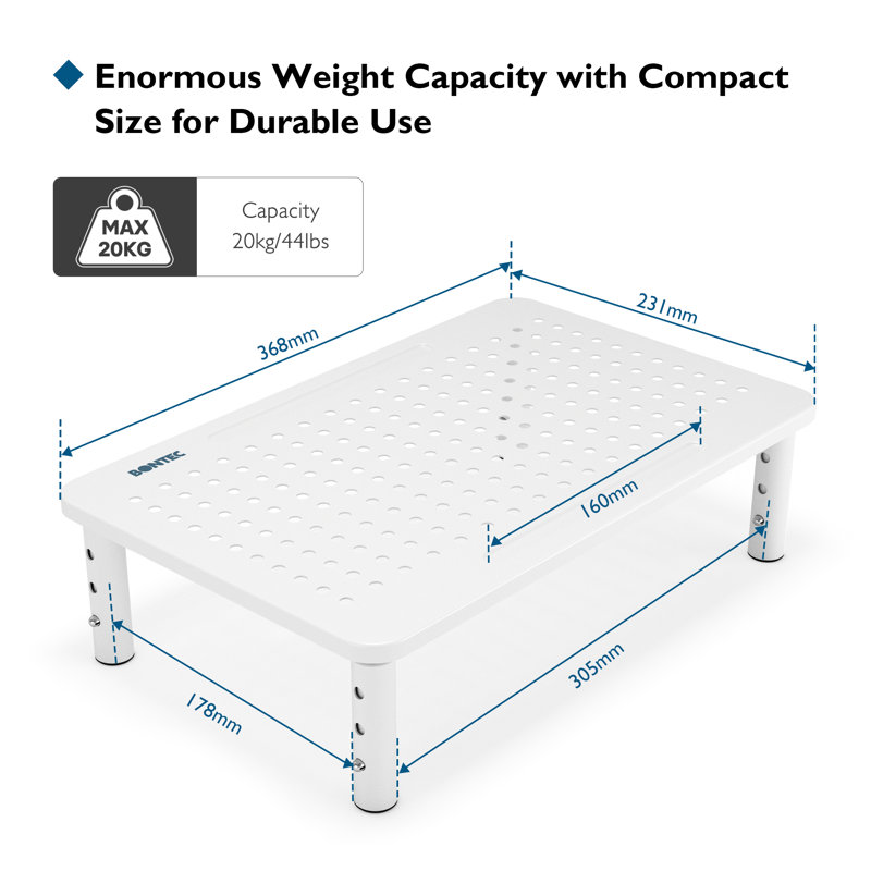 Bazile Metal Monitor Stand, White