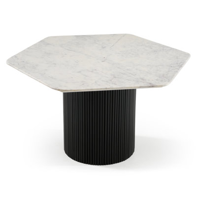 Rivas - Modern White Marble + Black Hex Dining Table
