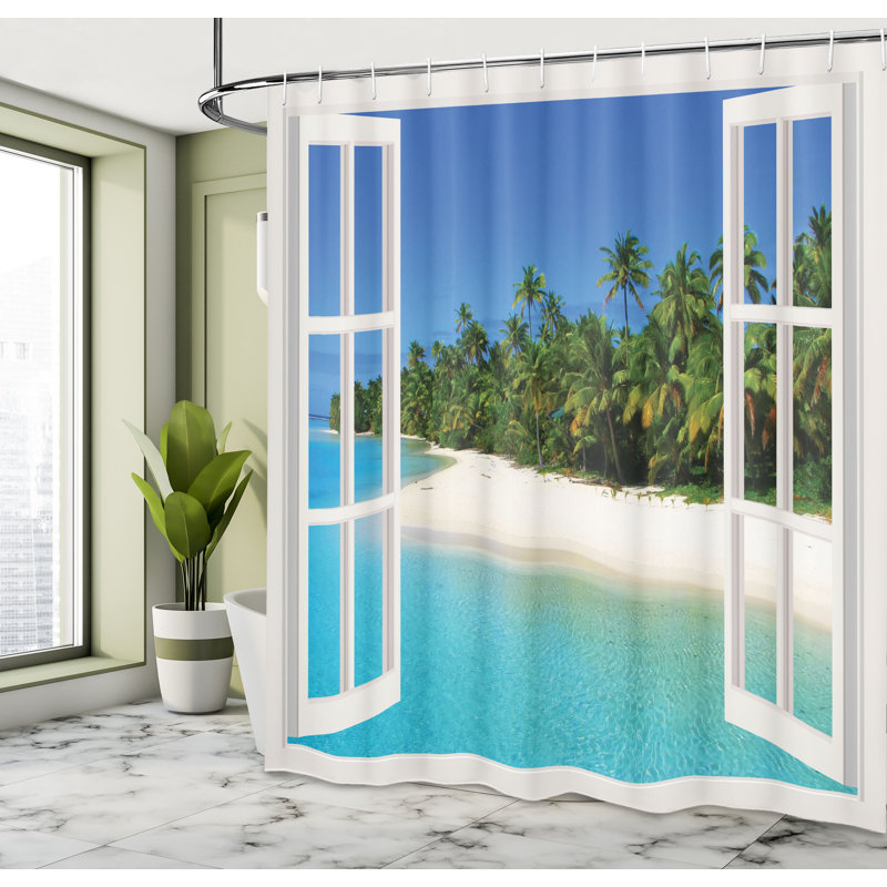 Shower Curtain with Hooks Included, 69" H x 105" W