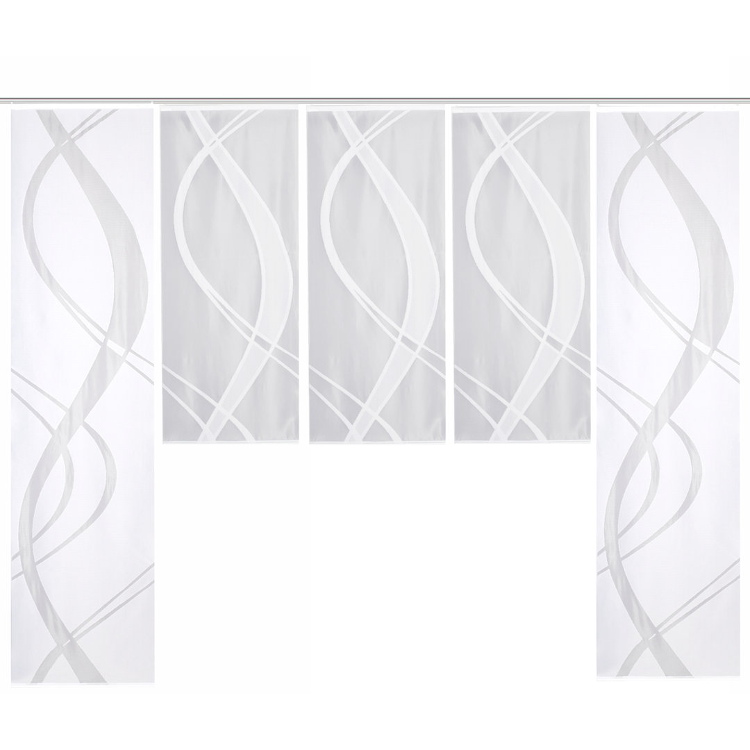Mccourt Jacquard Wall Track Insert Semi-Sheer 5 Piece Sliding Panel Set