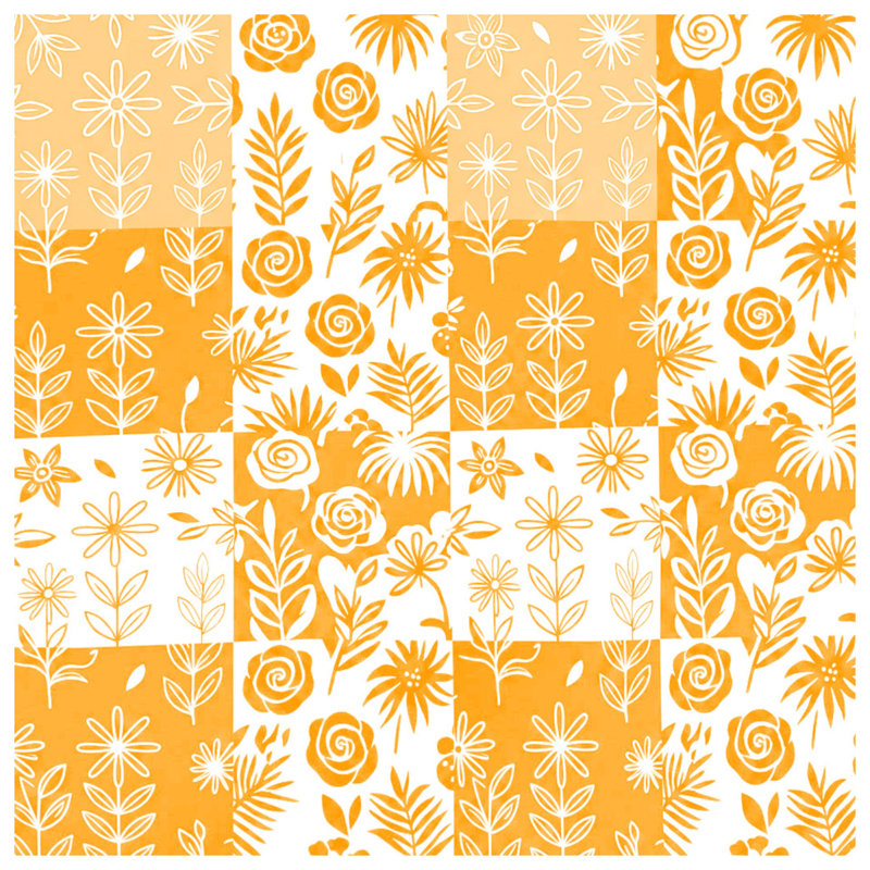Tapis de bain orange à motif floral, L 24 po x L 17 po