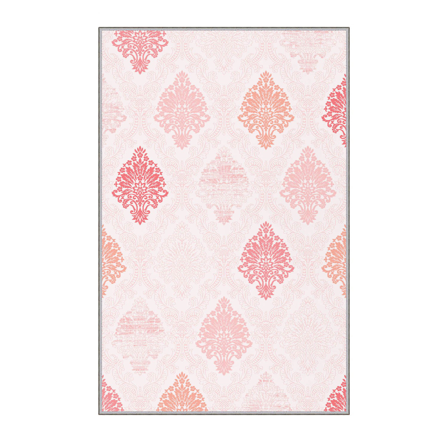 East Urban Home Bouchard Damask Machine Woven Polyester Area Rug in ...