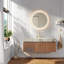 Meuble-lavabo et lavabo flottant 48 po Modern, rangement en contreplaqué avec cuve en céramique, plateau en pierre gris