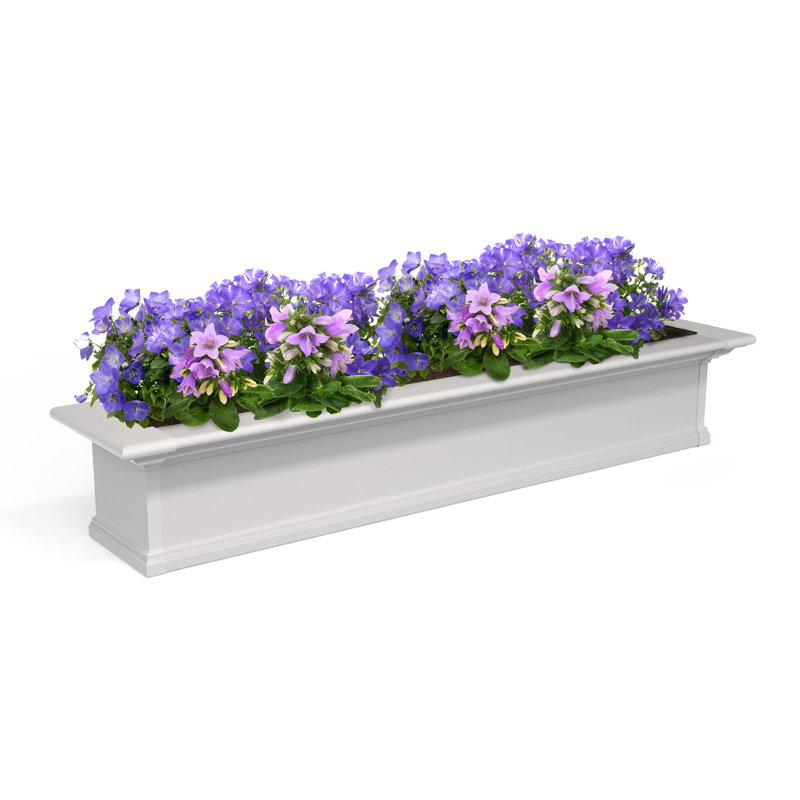 Anand Resin Window Box with Water Reservoir, White, 10" H x 60" W x 12" D