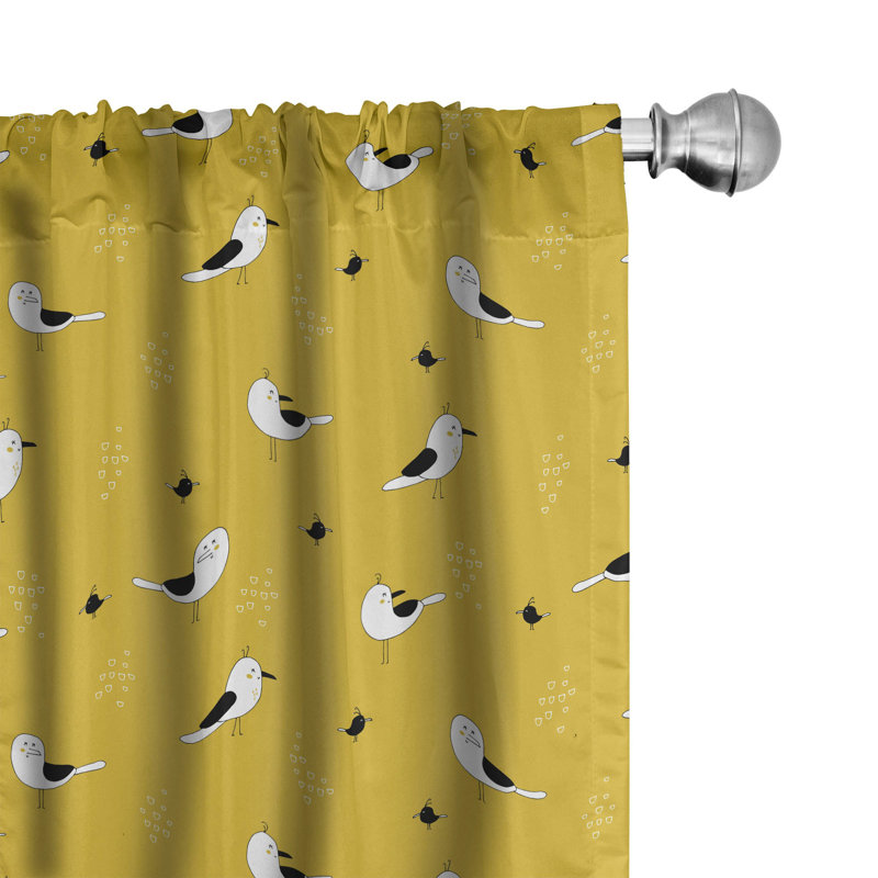 Bird Semi-Sheer Rod Pocket Curtain Panels, 28" x 63"