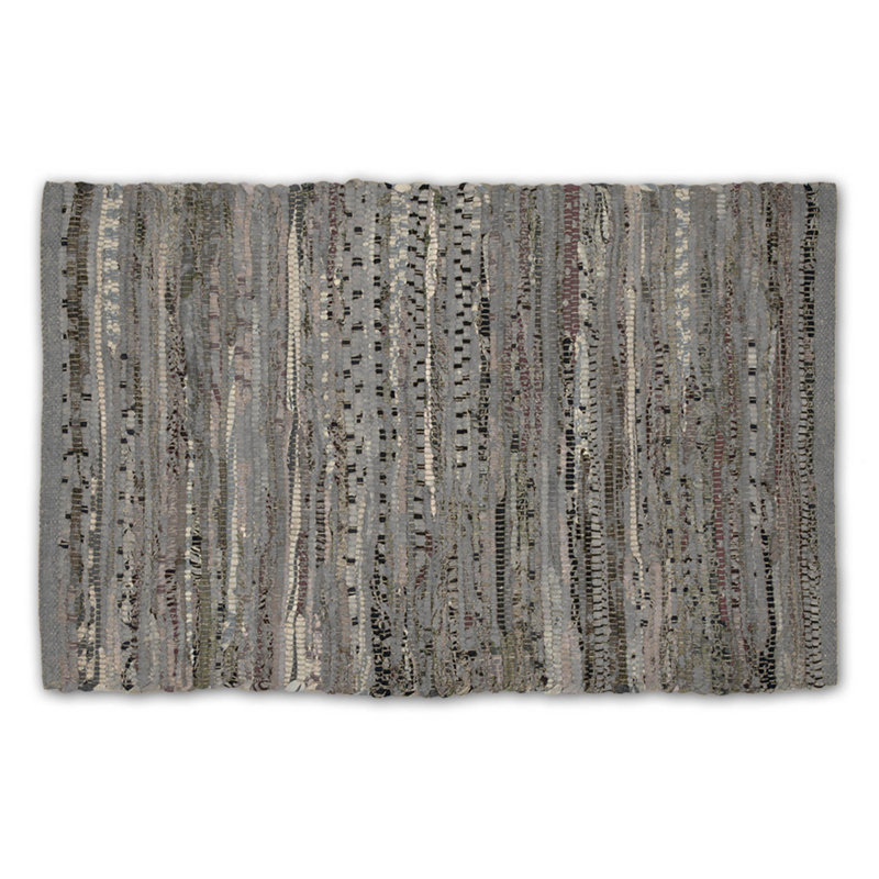 Tapis gris rectangulaire en coton noué à la main 1 pi 7,5 po x 2 pi 7,5 po Crusado