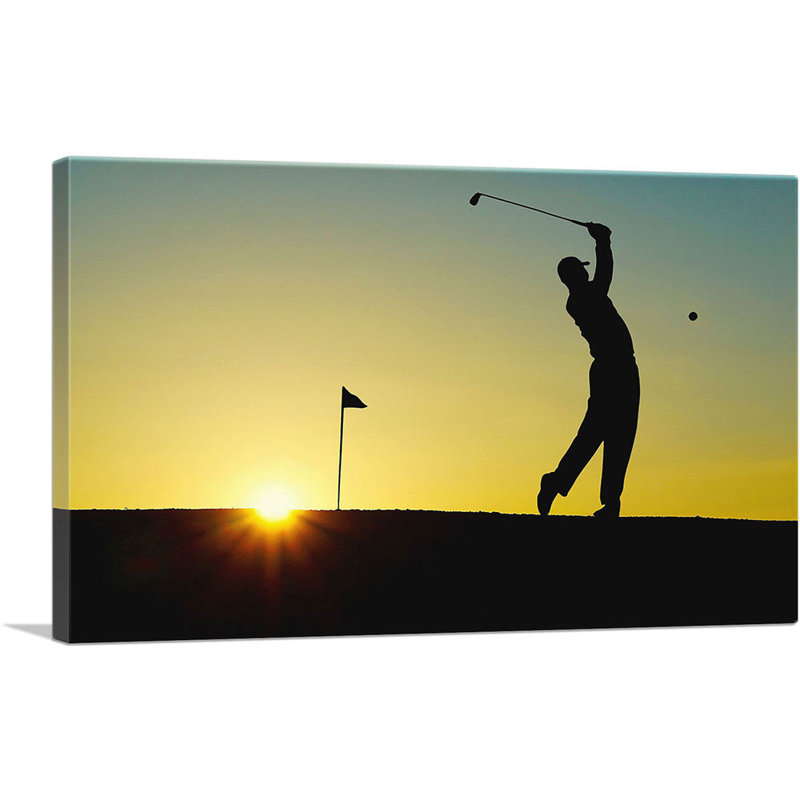 «Golfeur Silhouette at Dawn», reproduction de photo sur toile tendue, H 18 po x l 26 po x P 0,75 po