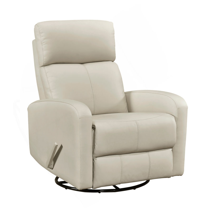 1Pc Glider Recliner Chair With Swivel Motion Beige Leather Upholstery Luxury Comfort Solid Wood Living Room Furniture, Beige