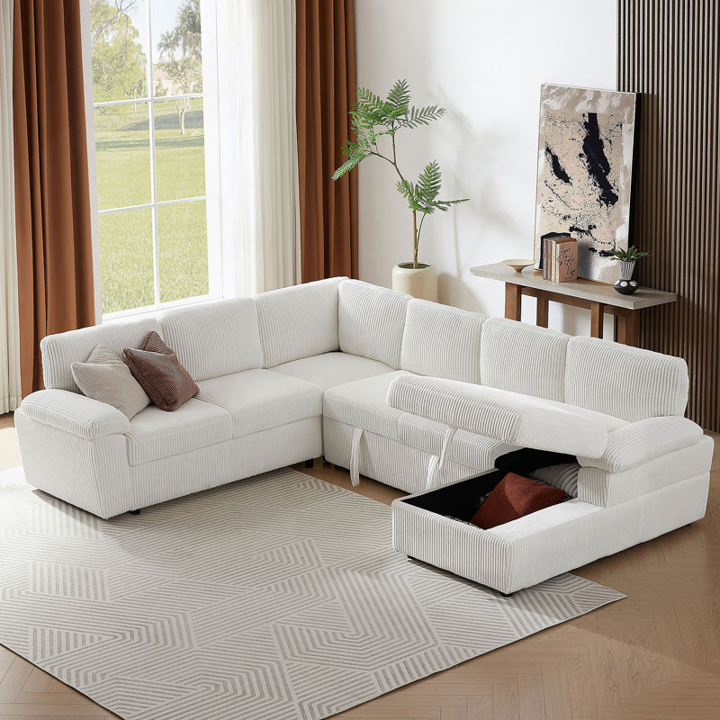 Oversized Modular Storage Sectional Sofa Couch for Living Room with Convertible Sleeper
