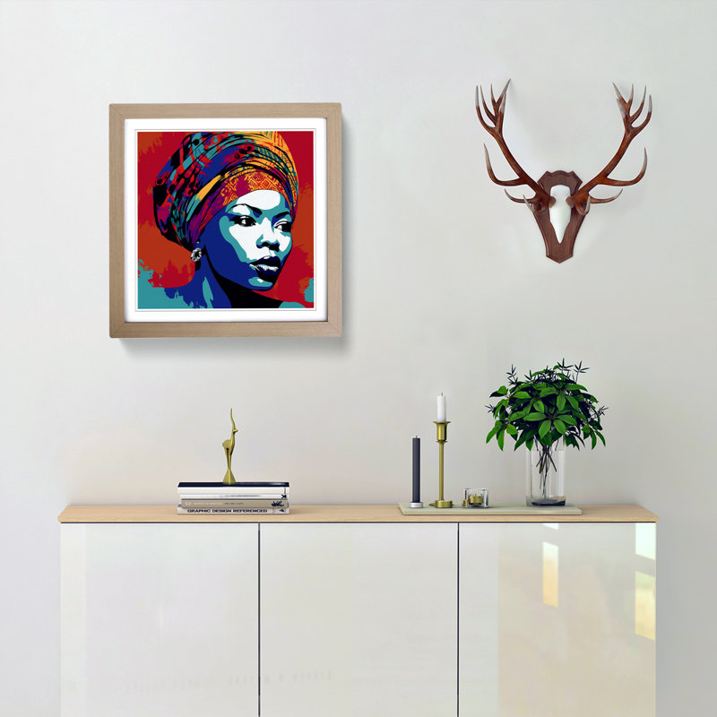 African Woman Pop Art - Framed Print, Oak