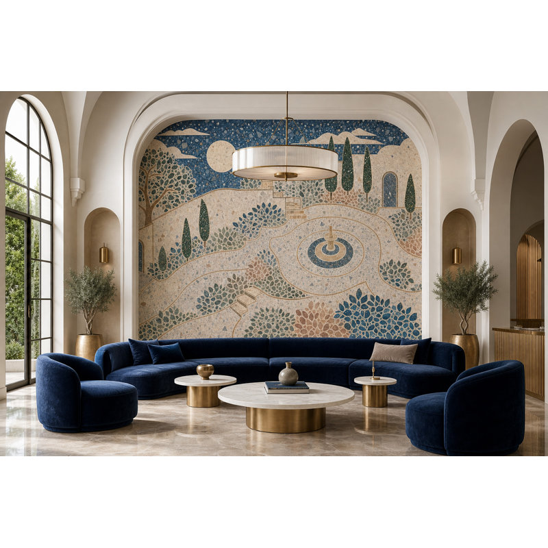 Papier peint texturé Terrazzo, Non tissé, 140 po x 108 po