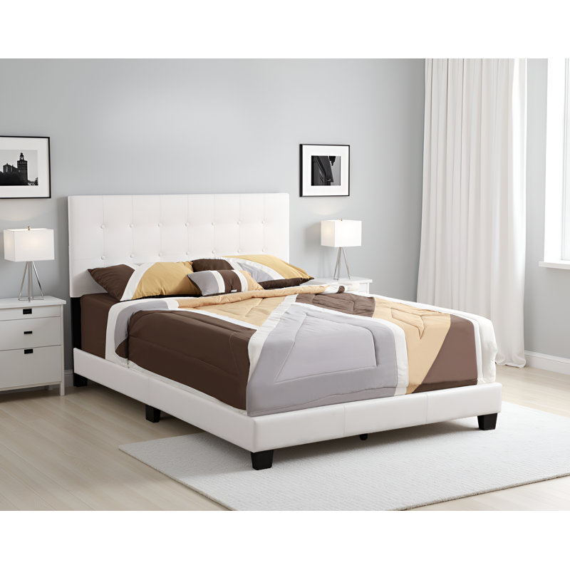 Ensemble de lit en similicuir blanc Patras, Double, Blanc