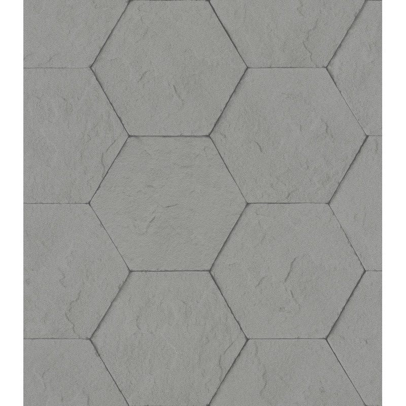 Rouleau de papier peint hexagonal L 33 pi x l 21 po Mueller, Gris foncé