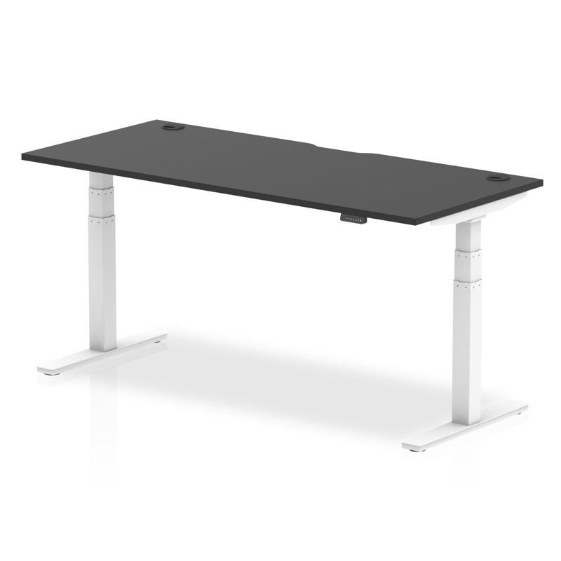 Adjustable Height Steel Standing Desk, 66cm H x 180cm W x 60cm D, White