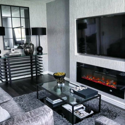digital flames Black Electric Fireplace