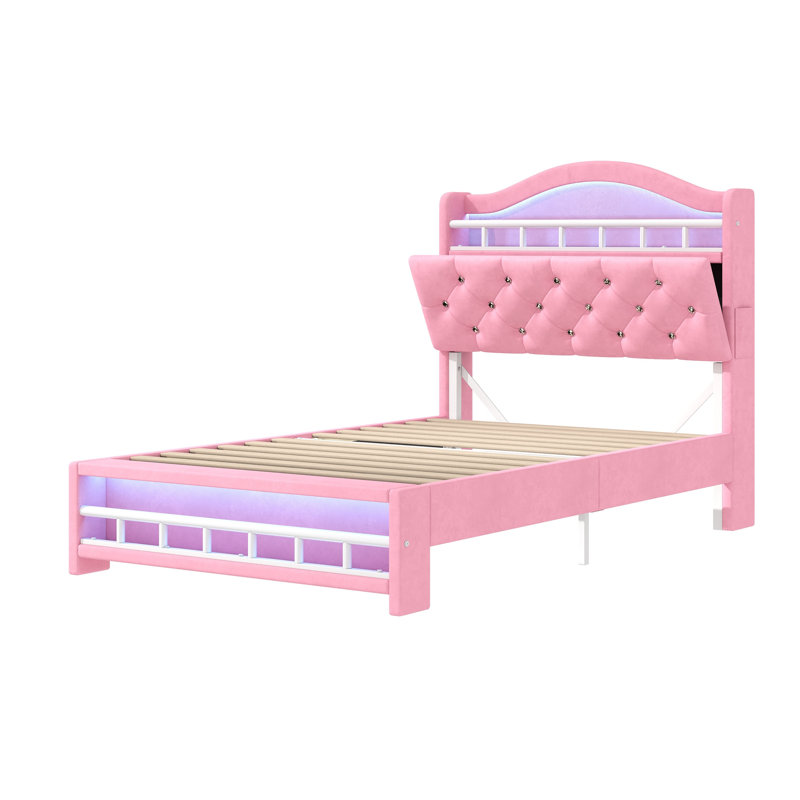 Ottoman Storage Bed, Pink