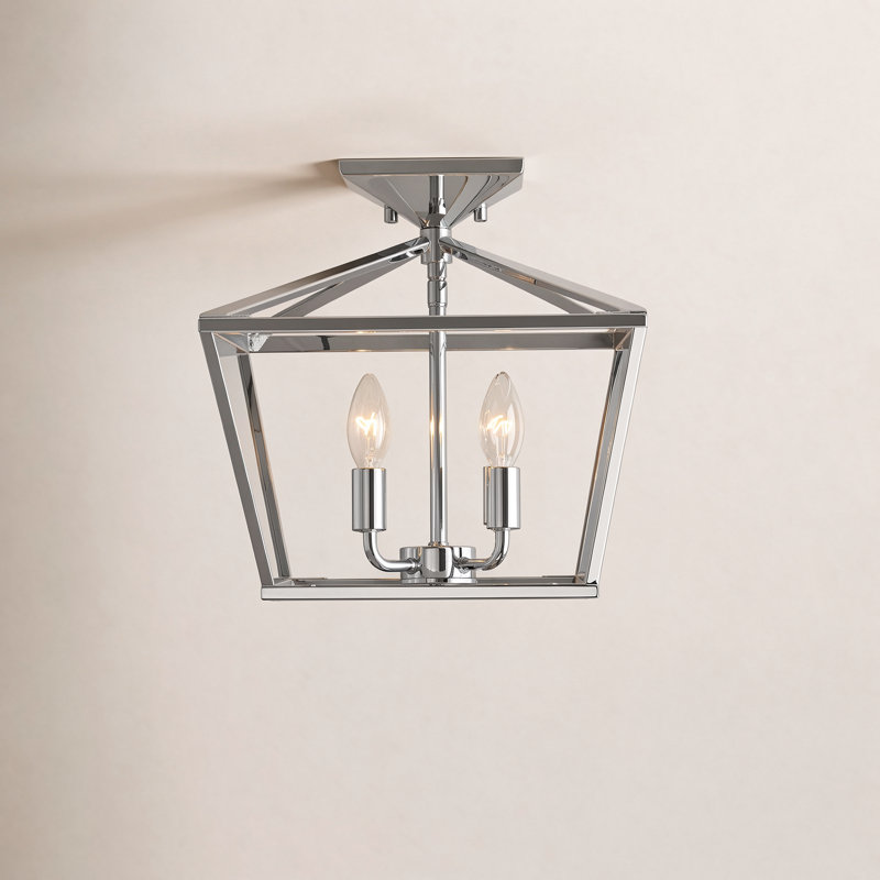 Plafonnier semi-encastré géométrique 4 lumières Hastings, Laiton chaleureux