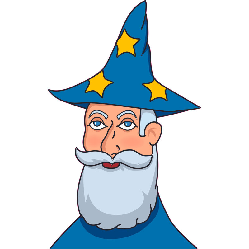 Décalcomanie murale caricature de personnage avec caricature de magicien, H 30 po x l 15 po