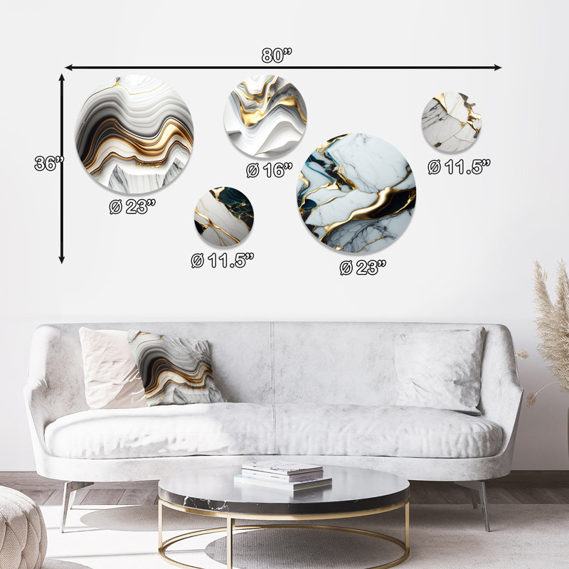 Abstract Geode Waves Gray III - Modern Waves Metal Wall Décor