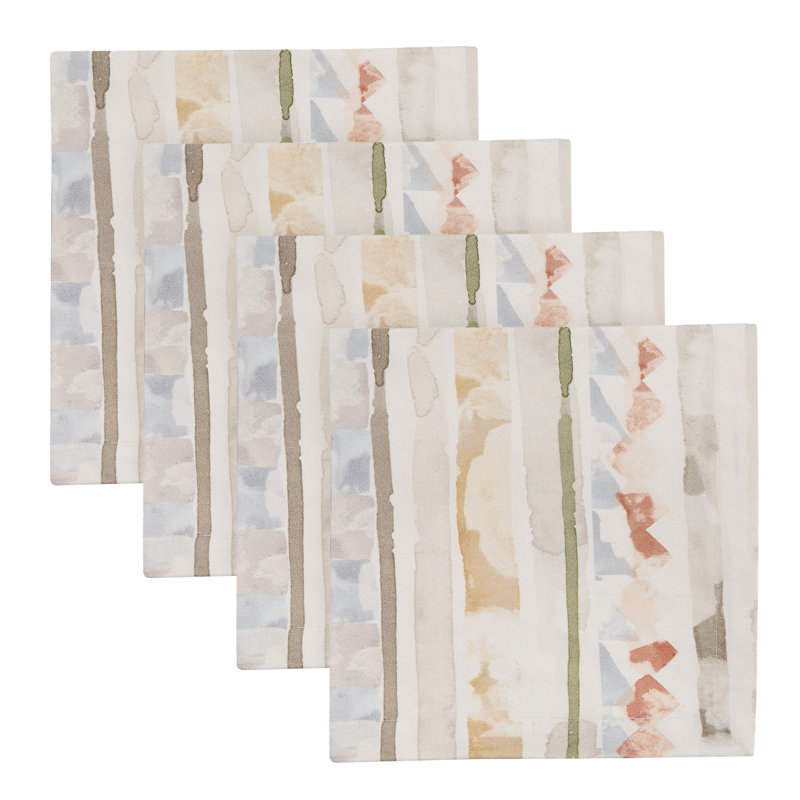  Ensemble de 4 serviettes de table pastel à rayures Everly