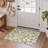 Aurora Modern Floral Machine Washable Green Indoor Area Rug with Non-Slip Backing-2012621090