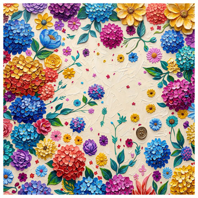Colorful Floral Arrangement Bath Mat