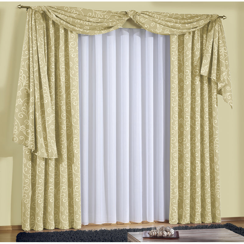 Jann Room Darkening Window Scarf, Cream, 600cm Width x 135cm Drop