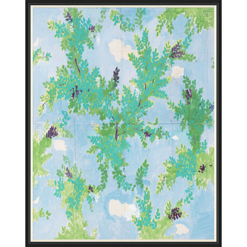 Arbres Et Nuages Print by Paule Marrot, Black Framed, 54" H x 43" W x 1.25" D