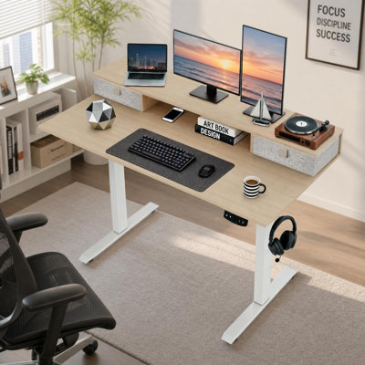 Bureau électrique debout, bureau d'ordinateur à hauteur réglable, bureau ergonomique de 48 po x 24 po, contrôleur de mémoire et 2 préréglages de hauteur pour le bureau personnel et les jeux vidéo