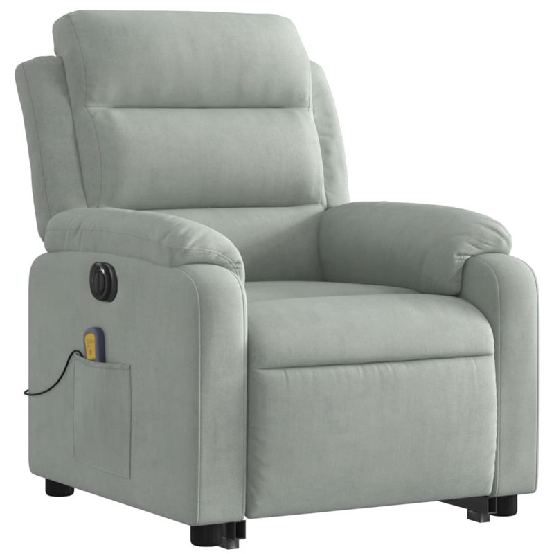 Upholstered Massage Chair, Light Grey, Electric Push Back