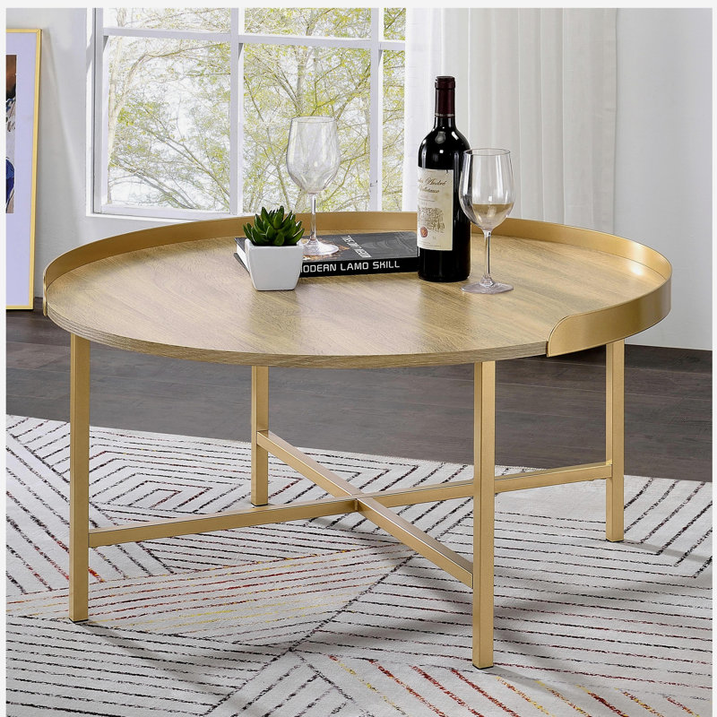 Table basse en chêne et plateau avec plateau
