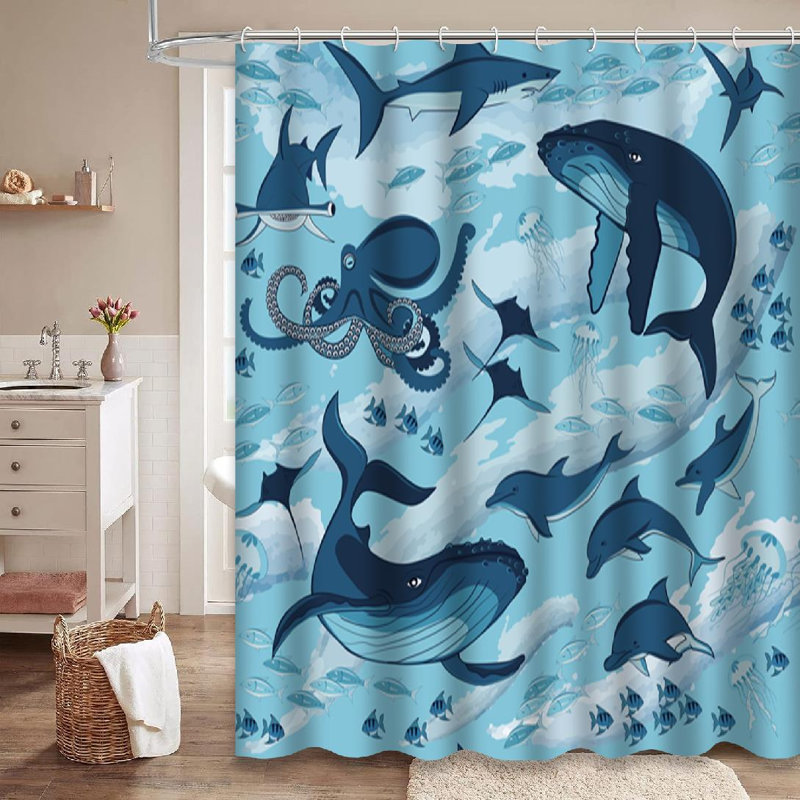 Rideau de douche avec 12 crochets, L 72 po x l 78 po