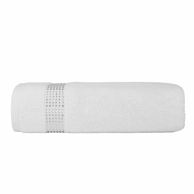 Sparkles Home Stripe Rhinestones Bath Towel | 100% Turkish Cotton Terry Cloth | Machine Washable, White