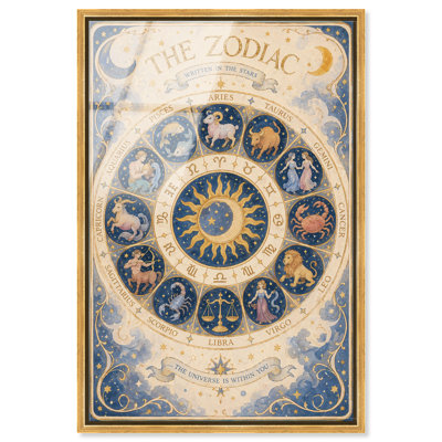 Celestial Zodiac Chart Framed Acrylic Print Zodiac Sign Decor by Art Remedy, Gold Frame, 16 x 24