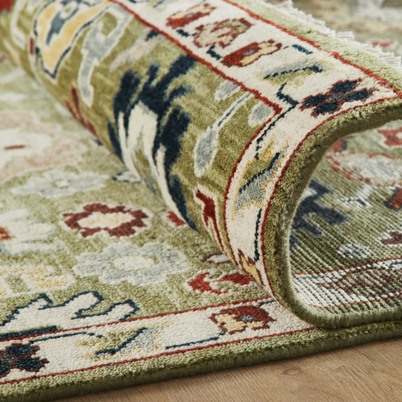 Sovereign Chartreuse Multi Floral Hand Knotted Wool Area Rug, Rectangle 8' x 10'