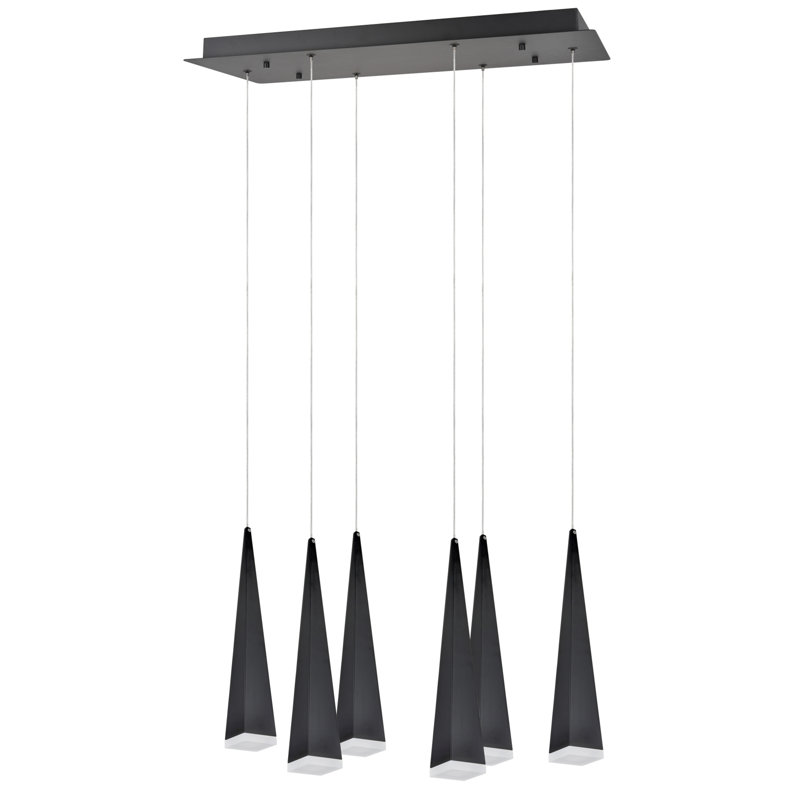 6 - Light LED Cluster Pendant, Black