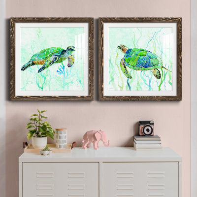 " Sea Turtle Swim I " 2 - Pieces Painting Print