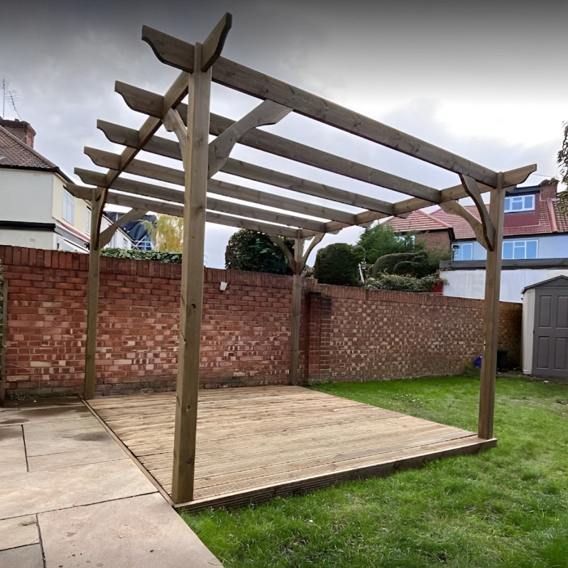 Jasly Premium Wall Mounted Pergola, Light Green, 270cm H x 480cm W x 480cm D