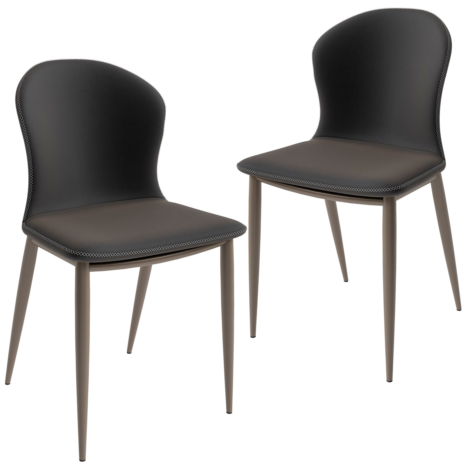 Steves Fabric Metal Side Chair Dining Chair, Set of 2, Black