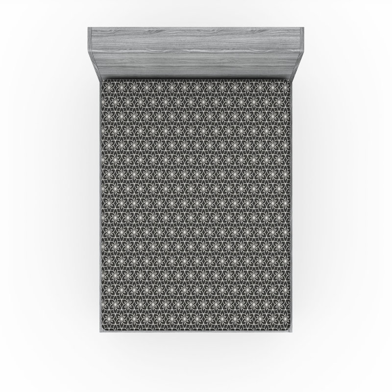 Ambesonne Nature Fitted Sheet Leaves Botanical Style Art, Charcoal Gray/Coconut Floral, California King Fitted Sheet