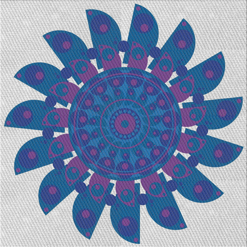 Laine tissée à la main et polyester gris/bleu Tapis décoratif, Carré 4 pi
