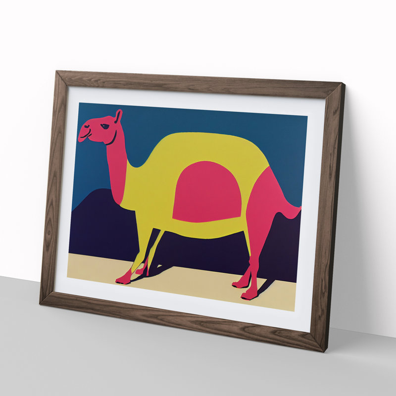 Abstract Camel - Single Picture Frame Print, 25cm H x 34cm W x 2cm D, Walnut