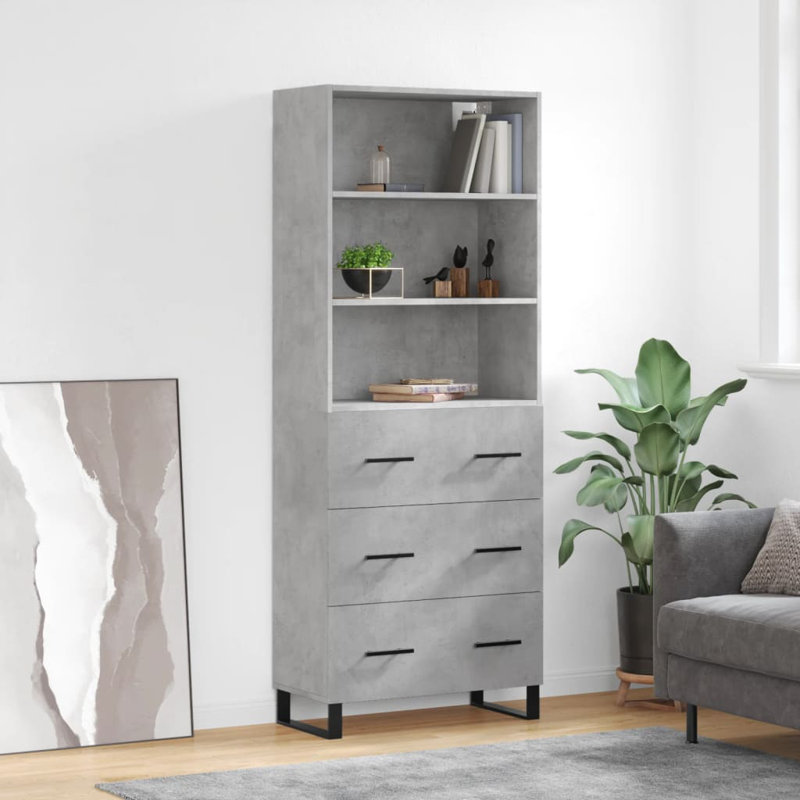 Catie 69.5cm Wide Highboard, Concrete Grey