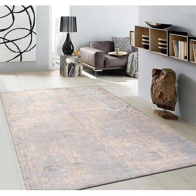 Tapis de couleur unie rectangulaire en coton et en laine 4 pi x 6 pi Jakyan