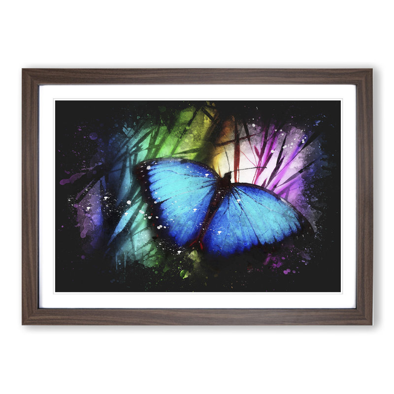 Butterfly Vol.6 - Picture Frame Painting, Walnut Framed, 65cm H x 90cm W x 2cm D