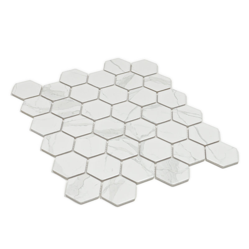 Statuario 2" x 2" Hexagon Porcelain Mosaic Tile