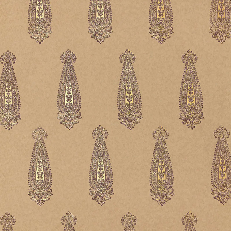 Katara Paisley Wallpaper, Aubergine & Gilt