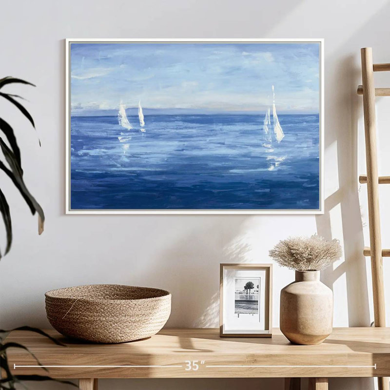 Voile ouverte, Cadre flottant blanc, 25 po x 17 po